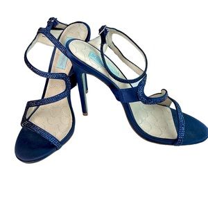 NWOB Betsey Johnson Blue Crystal Strappy Heels
